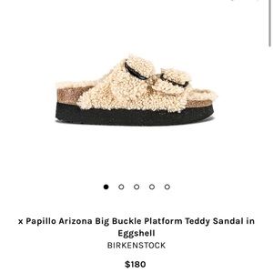 Birkenstock Papillio Arizona Teddy beige fur platform sandals narrow 41 or 9